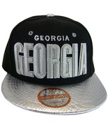 Georgia Men&#39;s Adjustable Snapback Baseball Cap Hat Black/Silver Textured... - $20.44 CAD