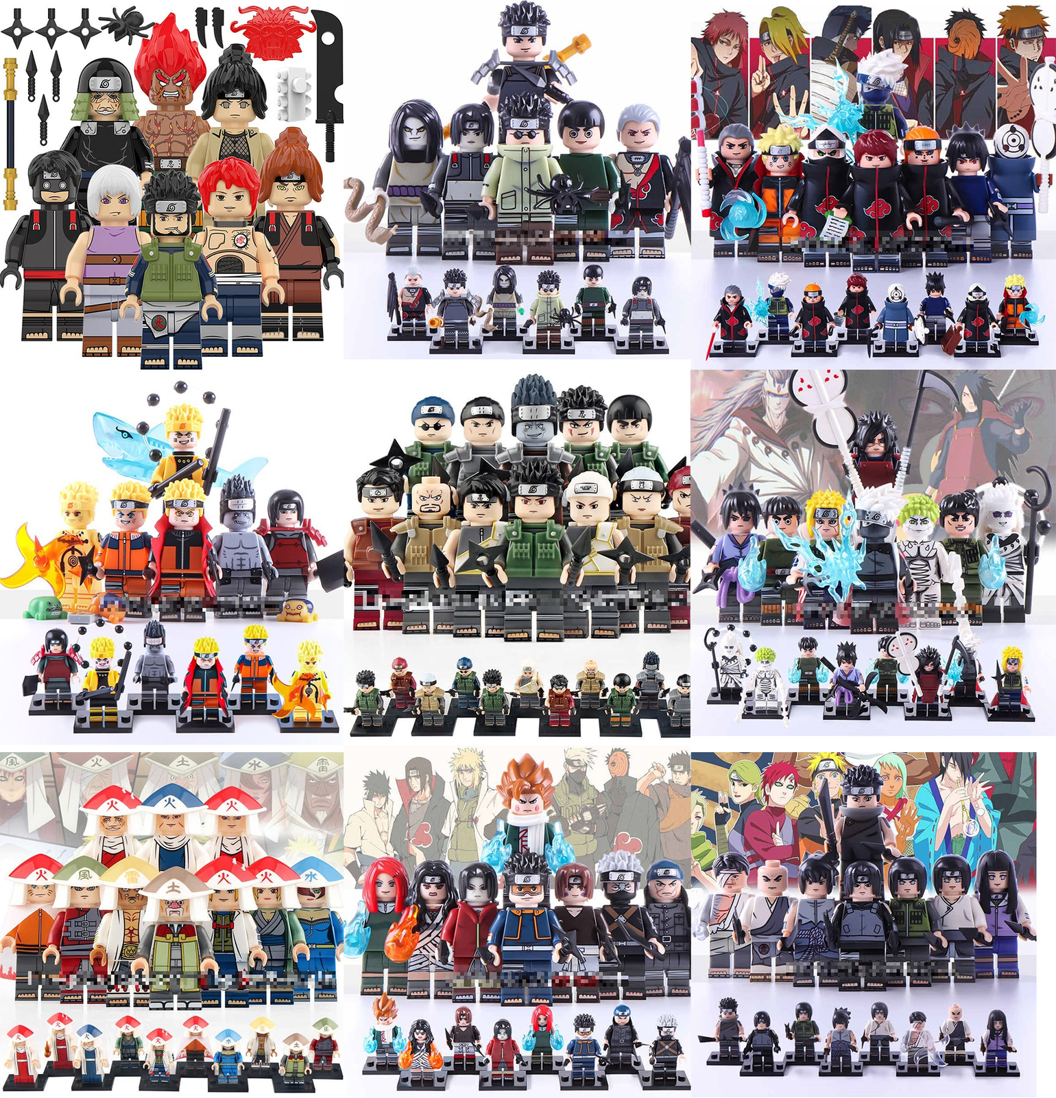 110pcs Madara Hashirama Hokage Akatsuki Itachi Naruto Custom Minifigures Bricks