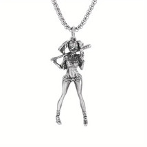 Harley Quinn Pendant Necklace Silver Halloween - £10.58 GBP