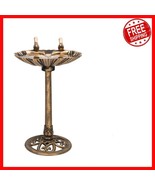Freestanding 31&quot; Bronze Birdbath with Charming Bird Figurines - Weatherp... - $77.21