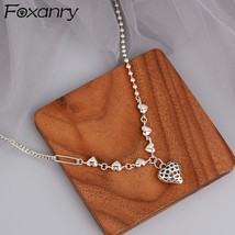 FOXANRY Silver Color Necklace Fashion Vintage Hip Hop Punk Simple Sweet LOVE Hea - £13.54 GBP