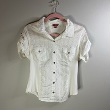 Guess White Short Sleeve Button Down Shirt - $25.12 CAD