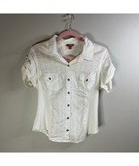 Guess White Short Sleeve Button Down Shirt - $17.92