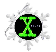 The X-File TV Show Snowflake Blinking Light Holiday Christmas Tree Ornament - £13.11 GBP