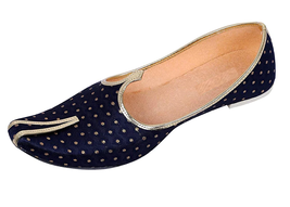 Mens Wedding Mojari Royal Jutti Jaipur ethnic Flat US size 7-12 Dark Blu... - £27.22 GBP