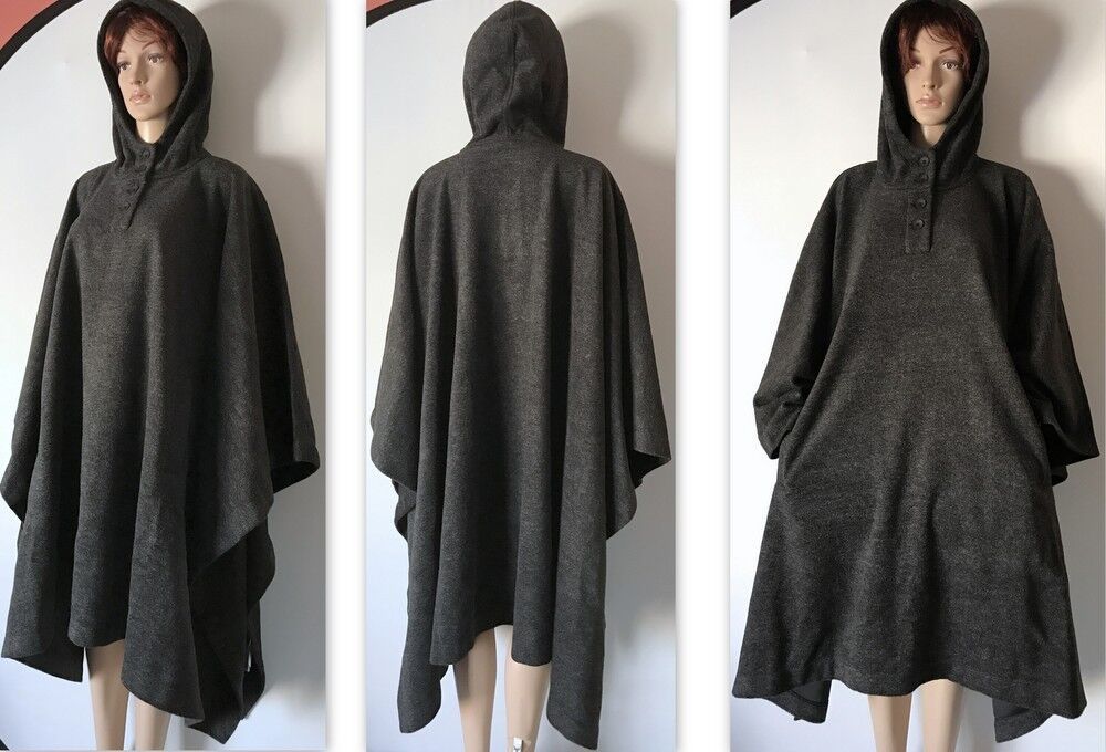 DKNY Hooded Draped Cape Coat Women's Donna Karan B3650029K, Grey, M/L MSRP $349