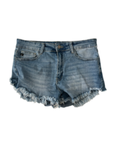 KANCAN Womens Shorts High Rise Cut-Off Blue Denim Jean Raw Hem Size 29 - £10.56 GBP