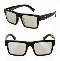 PRADA SYMBOLE Black Silver Mirror Classic Rectangle Unisex PR19WS Sunglasses 19W - £302.93 GBP