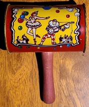 Vintage Collectible Hammer Mallet Barrel Tin Toy Noisemaker Mardi Gras N... - $11.95