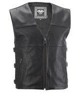 HIGHWAY 21 - 12 Gauge Leather Motorcycle Vest, Black, Large - $192.96 CAD