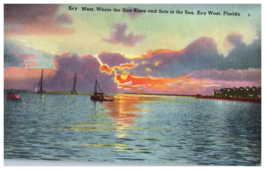Key West where the sun rises and sets in the sea Florida Postcard - £5.21 GBP