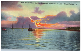 Key West where the sun rises and sets in the sea Florida Postcard - £5.32 GBP