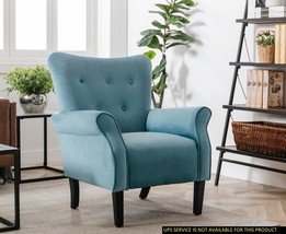 Stylish Living Room Furniture 1pc Accent Chair Blue Button-Tufted - £305.11 GBP