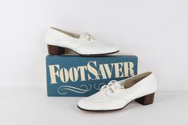 NOS Vintage 90s Streetwear Womens 9.5 B Chunky Leather Heels Shoes White... - $1,800.66 MXN