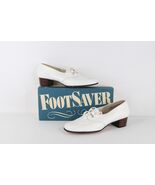 NOS Vintage 90s Streetwear Womens 9.5 B Chunky Leather Heels Shoes White... - $1,800.66 MXN