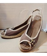 Womens NATURALIZER Sherene Espadrille Canvas Rope Wedge Heels Sandals Br... - $27.34 CAD
