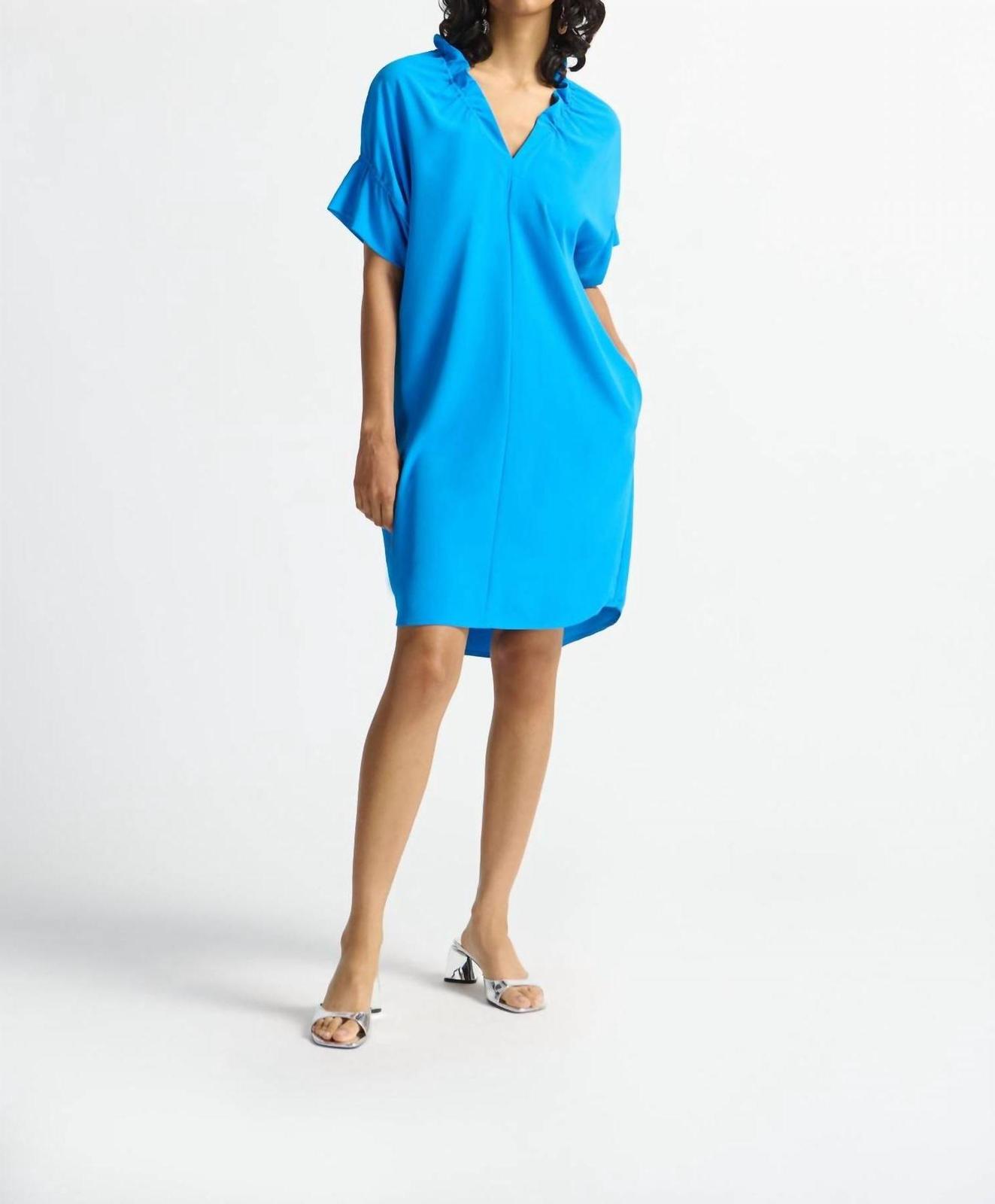 Joseph Ribkoff Ruffled V-Neck Shift Dress Size 8 - $145.53