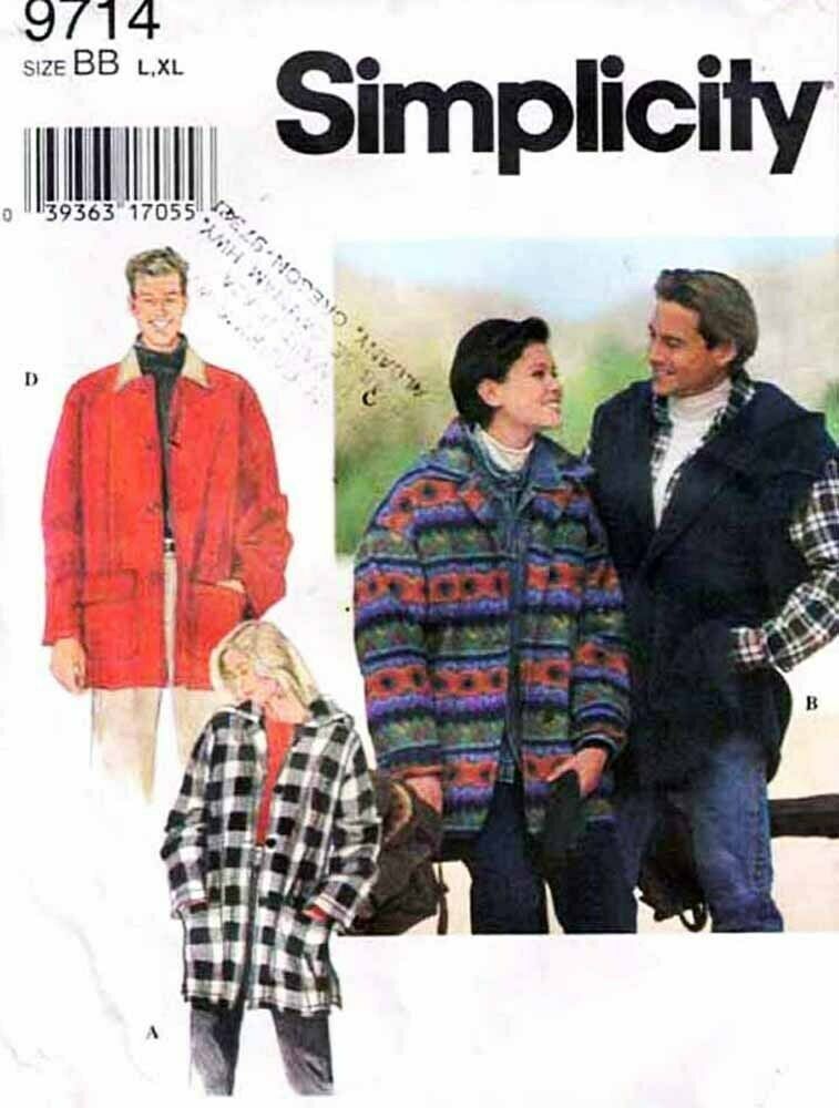 1995 Unisex LOOSE-FITTIING JACKET Simplicity Pattern 9714-s  Sizes L, XL - $12.00