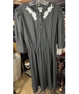 Vtg Tabby Of California Navy Polka Dot Belted Secretary Dress Women&#39;s 14... - $372.33 MXN