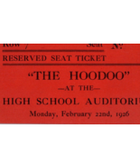 1926 Ticket &quot;The Hoodoo&quot; at the High School Auditorium - $20.79