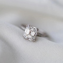 2 Ct Asscher  Stacking Silver Solitaire Accent Wedding Anniversary Gifts Ring - £98.06 GBP