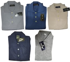 Men&#39;s Sweater Polo Shirt Long Sleeve Pure Or Wool Blend Winter Jersey Sh... - £35.42 GBP+