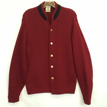 Vtg Red PENGUIN Seattle Knitting Mills 100% ALL WOOL Button Cardigan Sweater L - £44.52 GBP