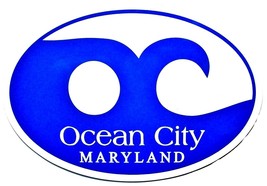 Ocean City Maryland Blue Wave Oval Car Magnet - $6.99