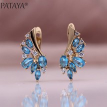 PATAYA New Sea Blue Natural Zircon Dangle Earrings 585 Rose Gold Horse Eye Women - £10.72 GBP