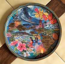 Vintage Ken Haag HAWAIIAN ISLANDS Round Metal 11&quot; Travel Souvenir Tray (... - £7.25 GBP