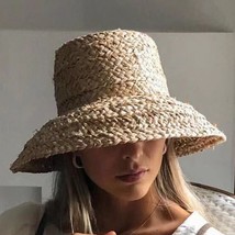 Sombreros Verano Mujer Retro Flat Drooping Brim Paja Protección Solar Aire Libre - £33.78 GBP
