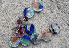 Multi color Gemstone Fancy Coin Shape Smooth Gemstone, 12 Pieces (6 pair) Size - - £50.35 GBP