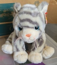 Ty Beanie Buddy Silver The Cat Gray Striped 11&quot; 1999 Retired Mint With Tags - £69.48 GBP