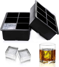 Joleully Ice Cube Trays Large Size Flexible 6 Cavity Ice Cube Square Molds for W - £12.94 GBP