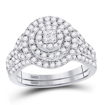 14kt White Gold Princess Diamond Bridal Wedding Ring Band Set 3/4 Ctw - £1,192.74 GBP