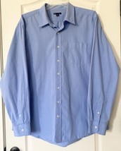 GAP Men&#39;s 100% Cotton Button Down Long Sleeve Size XXL Blue White Plaid Shirt - £19.78 GBP