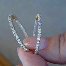 2Ct Simulated Diamond Huggie Hoop Earrings 14K Yellow Gold Plated Silver - £77.68 GBP