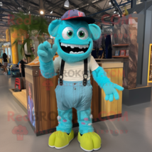 Turquoise Frankenstein&#39;S Monster mascot costume character dressed with a Cargo S - $1,319.00