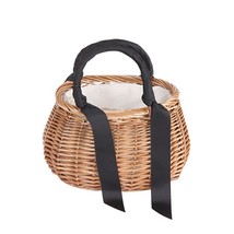 Woven Oval Wicker Handbag Basket Purse Retro Summer Women Straw Tote Bags Best S - £28.56 GBP