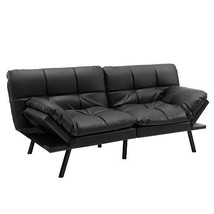 Convertible Memory Foam Futon Sofa Bed with Adjustable Armrest-Black - Color: Bl - $478.64