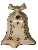 Mikasa Fine Porcelain Holiday Elegance Bell Candy Dish Christmas Gold Edge Holly - £12.45 GBP