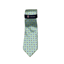 Chaps Mens Tie Mint With Fish &amp; Marine Plants 100% Silk 59&quot;L X 3.5&quot;W Career - £16.95 GBP