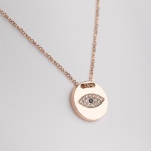 14K Gold Evil Eye Necklace with Cz Stones/Evil Eye Pendant/Anniversary Gift - £251.61 GBP