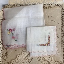 Vintage Mid Century Handkerchief Kauber Sheer Embroidered Switzerland Co... - $19.50