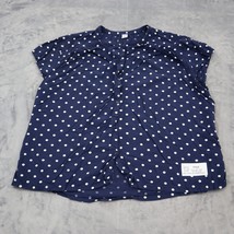 Old Navy Shirt Womens XL Blue Polka Dot Cap Sleeves Side Slits Casual Wear - £15.49 GBP
