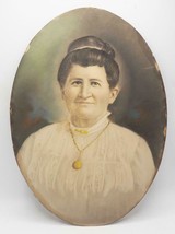 Antique Handcolored Photograph Old Woman Oval from Bubble Frame 13&quot;x19&quot; - $68.59