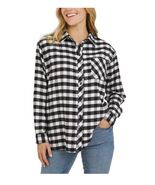 Lands&#39; End Womens Shirt Black Multicolor Plaid Flannel Long Sleeves Rela... - $60.55 CAD