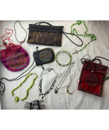 Necklaces Plus More Lot Fashion Jewelry And Drawstring Bag Pouches - £19.34 GBP