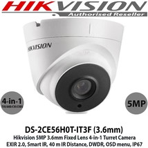 Hikvision 5MP Turbo HD Indoor / Outdoor DS-2CE56H0T-IT3F TVI 1080P  (2.8... - $37.48