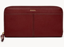 Fossil Tara ZipAround Clutch Dark Red Leather SL6453627 Purse NWT $100 Retail FS - £35.60 GBP